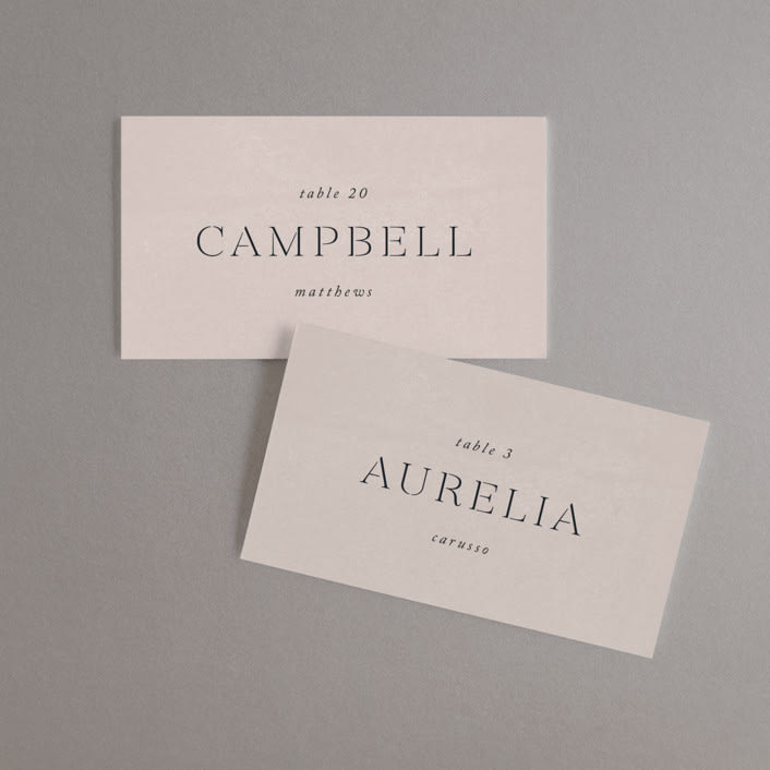 "Chalk Floral" - Place Cards in Dove by Olivia Kanaley Inman - Front with Free Guest Printing