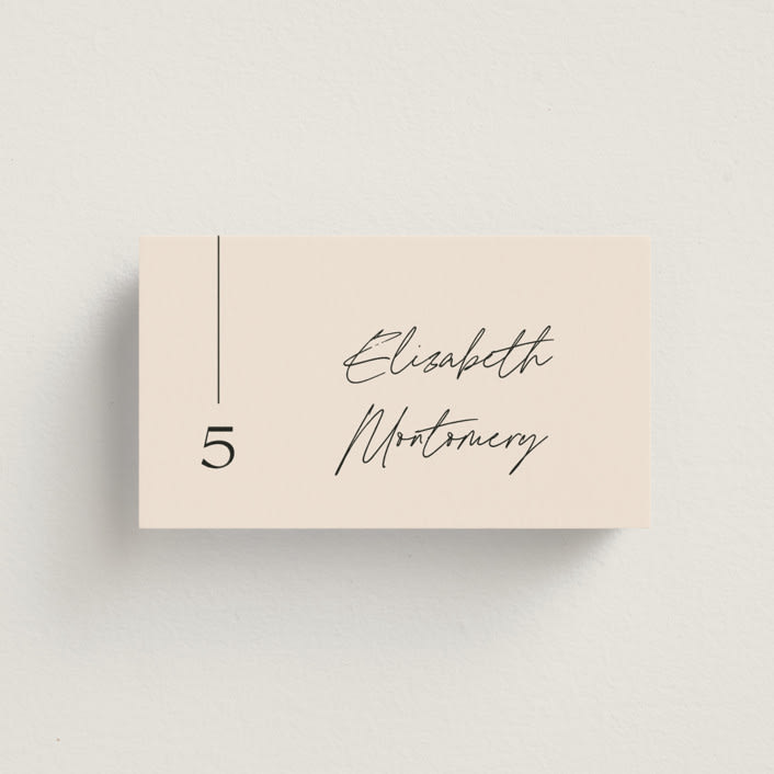 "Modern Aligned" - Place Cards in Creampuff by Carolyn MacLaren - Front with Free Guest Printing