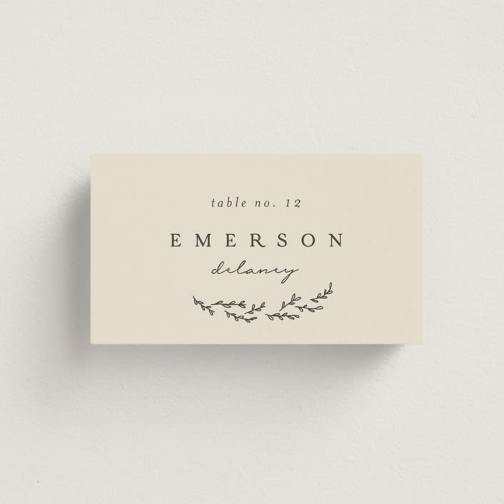 "Branched" - Place Cards in Almond by Brianne Larsen - Front with Free Guest Printing