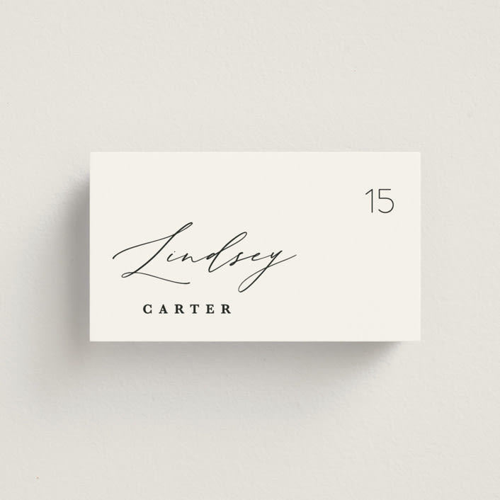 "Paire" - Place Cards in Tuxedo by Kate Ahn - Front with Free Guest Printing