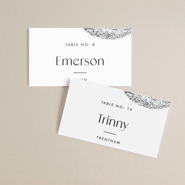 "Forever" - Place Cards in Ink by Blustery August - Front with Free Guest Printing