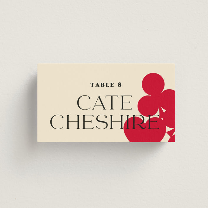 "Pair of Hearts from Disney's Alice In Wonderland" - Place Cards in Ruby by Baumbirdy - Front with Free Guest Printing