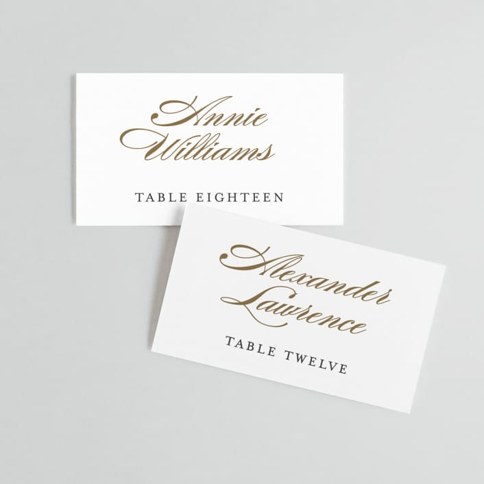 "Flourish" - Place Cards in Antique by Jennifer Postorino - Front with Free Guest Printing