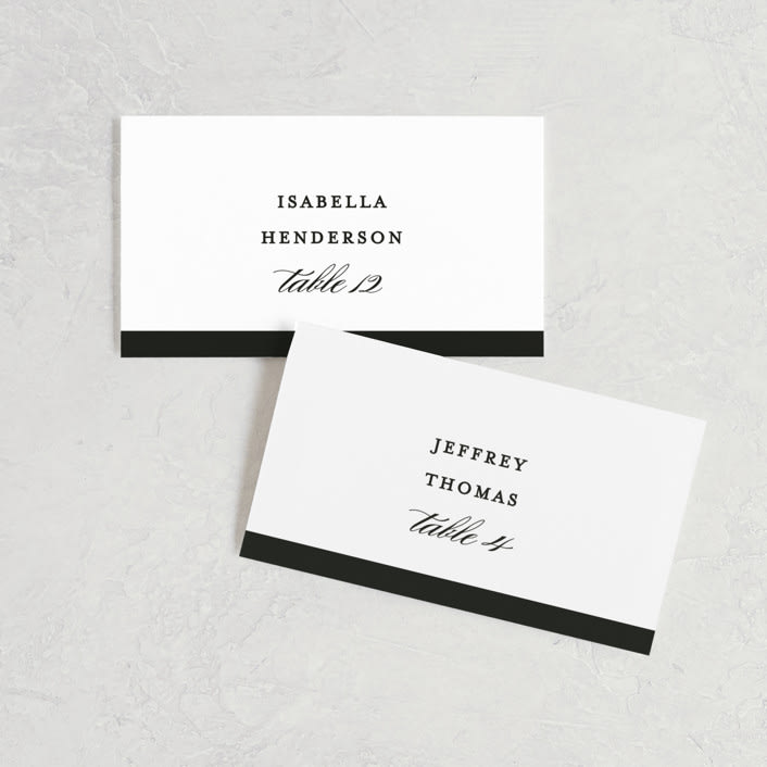 "Classic" - Place Cards in Tuxedo by Lauren Chism - Front with Free Guest Printing