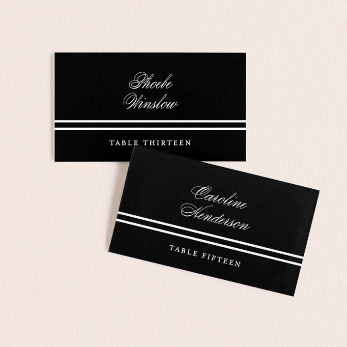 "Downtown" - Place Cards in Onyx by Lauren Chism - Front with Free Guest Printing