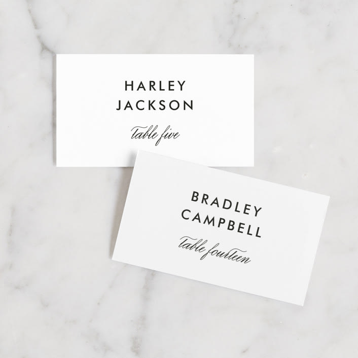 "Scripted Ampersand" - Place Cards in Classic by Roxy Cervantes - Front with Free Guest Printing