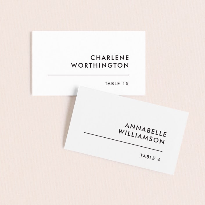 "Slanted" - Place Cards in Noir by Drango Design - Front with Free Guest Printing