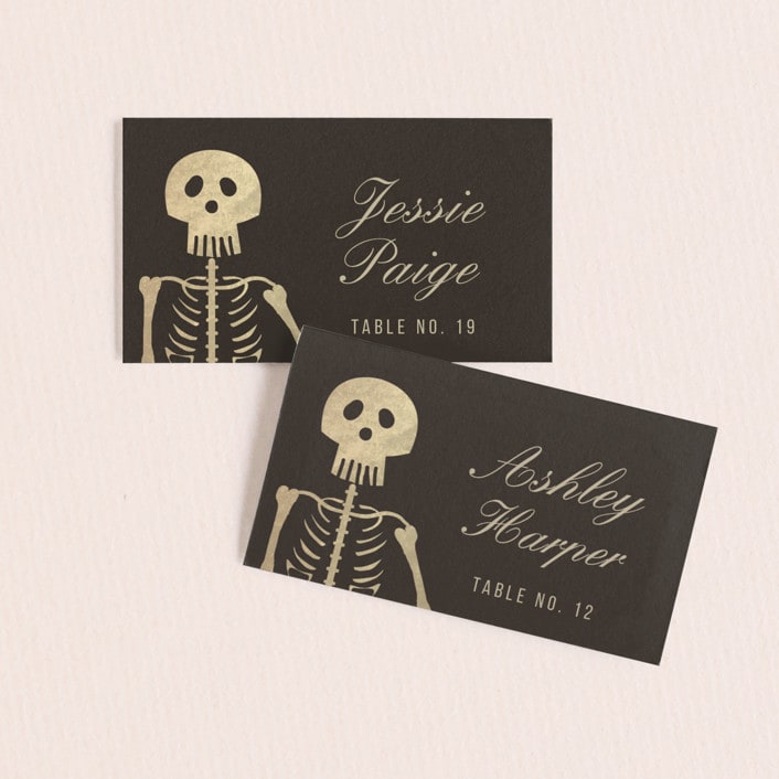 "Until Death" - Place Cards in Golden by Katie Zimpel - Front with Free Guest Printing
