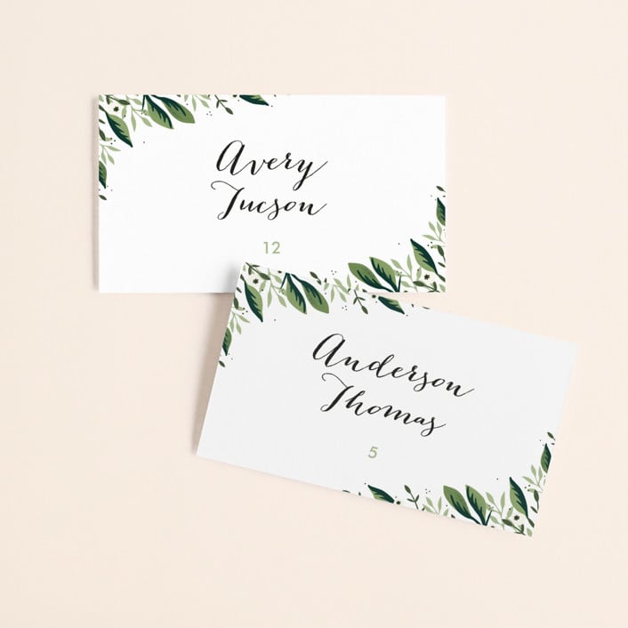 "Paradise" - Place Cards in Forest by Oma N. Ramkhelawan - Front with Free Guest Printing