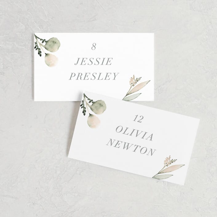 "Romantic Eucalyptus" - Place Cards in Sage by Petra Kern - Front with Free Guest Printing