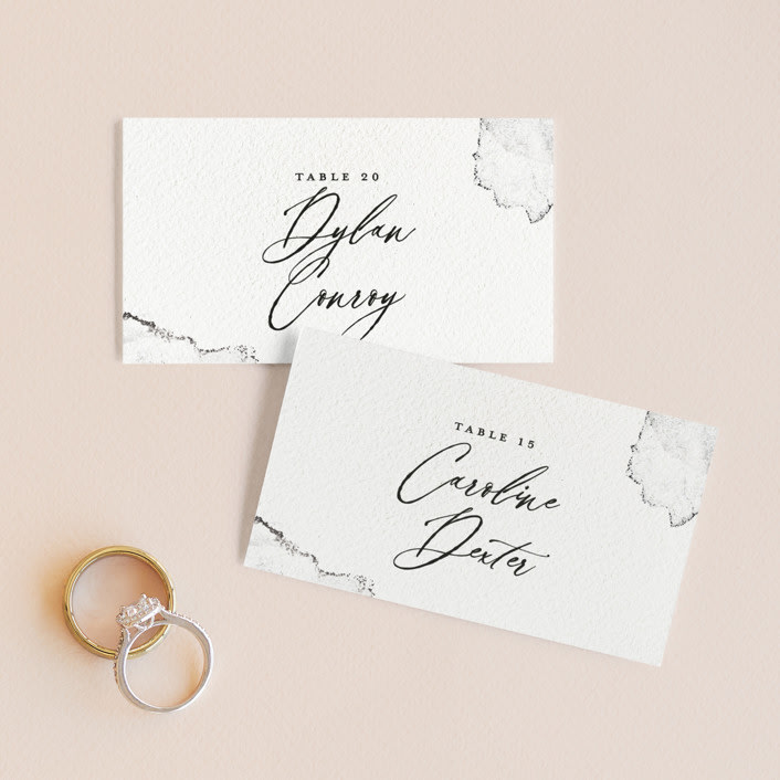 "Inky" - Place Cards in Ink by Pink House Press - Front with Free Guest Printing