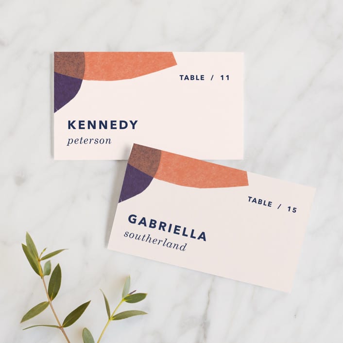 "tissue texture" - Place Cards in Papaya by Carrie Moradi - Front with Free Guest Printing