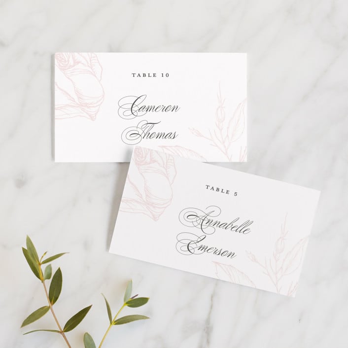 "Flora" - Place Cards in Blush by Nicoletta Savod - Front with Free Guest Printing