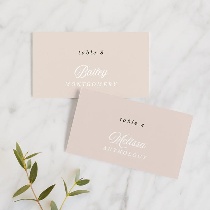 "Romance" - Place Cards in Snowball by Anna Elder - Front with Free Guest Printing