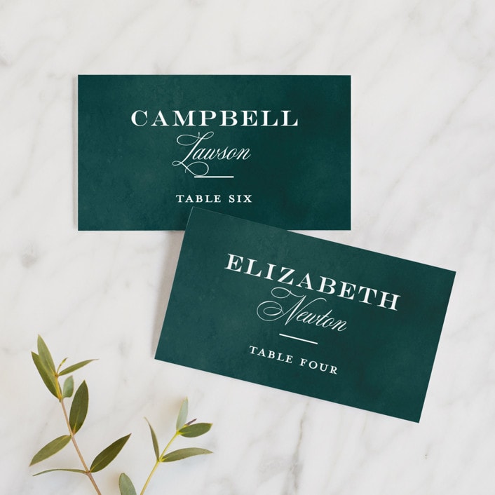"Succulent Center" - Place Cards in Cactus by Jessica Williams - Front with Free Guest Printing