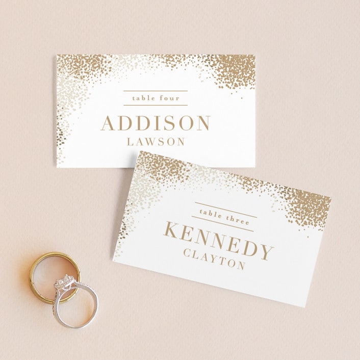 "Organic Dots" - Place Cards in Champagne by lena barakat - Front with Free Guest Printing