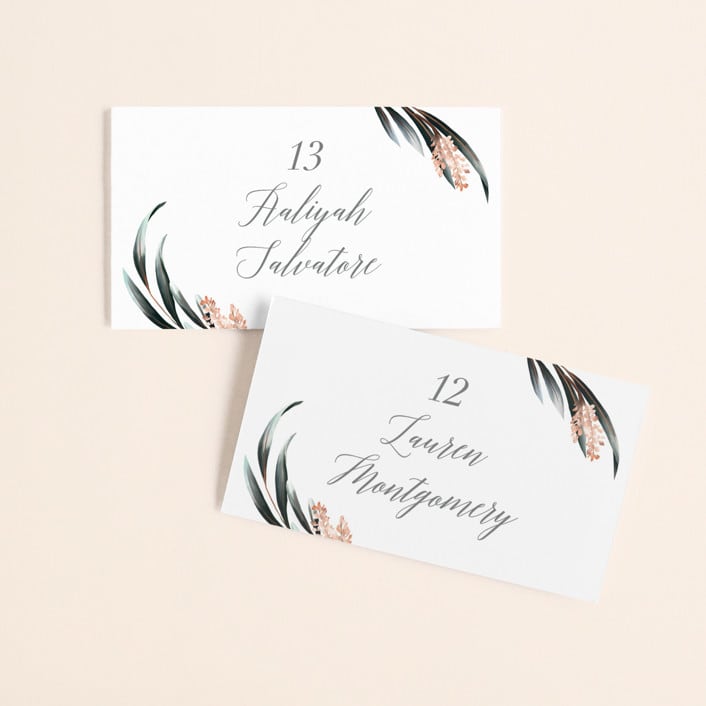 "Maya Rustica" - Place Cards in Rose by Petra Kern - Front with Free Guest Printing