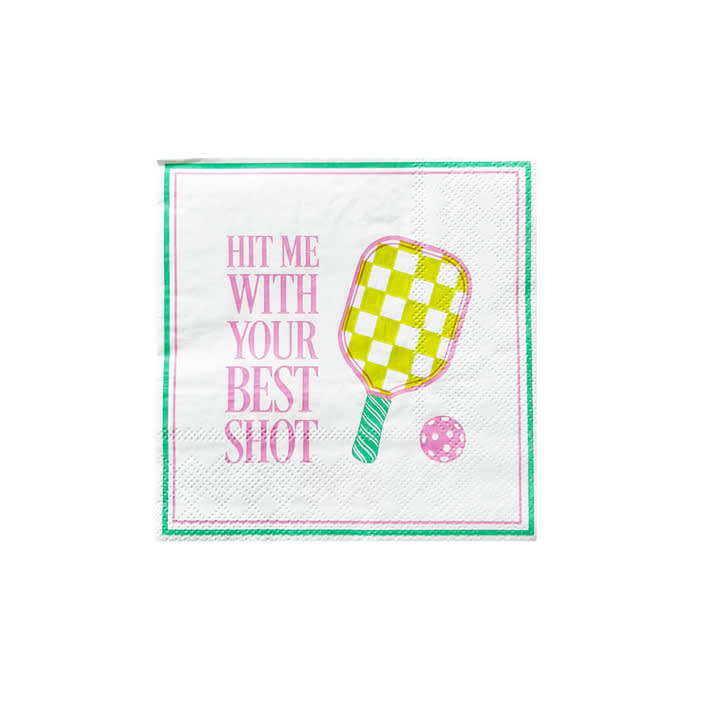 "Pickleball Social Club "Hit Me With Your Best Shot" Cocktail Napkins - Set of 20" - Party Napkins in multicolor by Jollity and Co