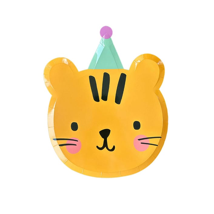 "Little Celebrations Tiger Large Plates - Set of 8" - Party Plates and Bowls in yellow by Jollity and Co