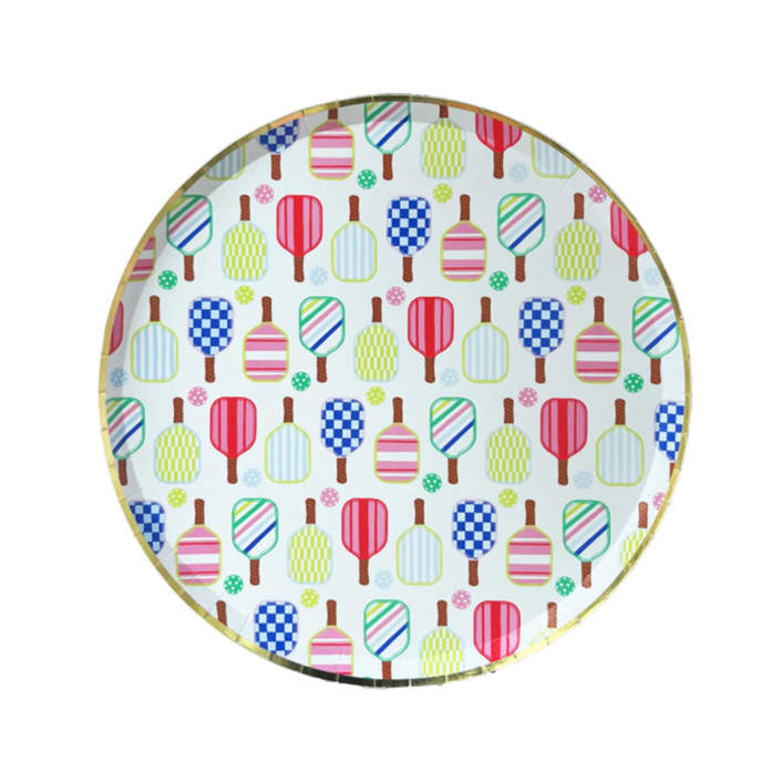 "Pickleball Social Club Dinner Plates - Set of 8" - Party Plates and Bowls in multicolor by Jollity and Co