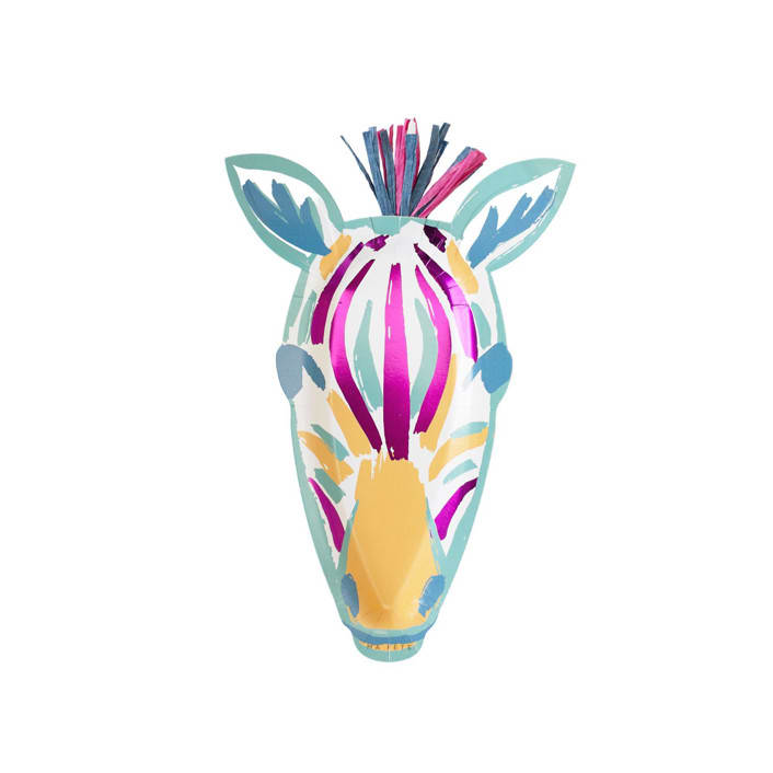 "Safari Zebra Platter - Pack of 4" - Party Plates and Bowls in multicolor by MA FÊTE