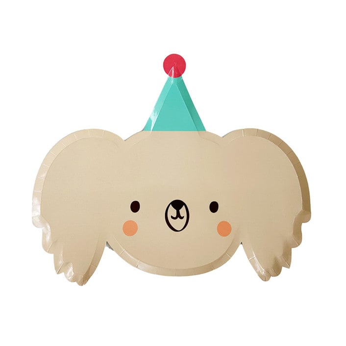"Little Celebrations Koala Platter Plates - Set of 8" - Party Plates and Bowls in brown by Jollity and Co