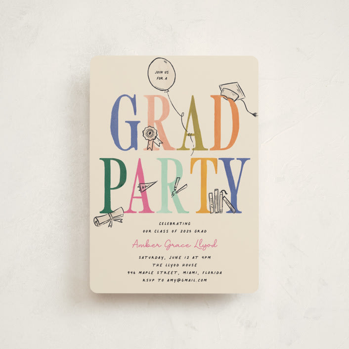 "Iconic" - Graduation Party Invitations in Fruitloop by Vera Lim - Front