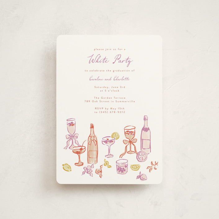 "cocktails and laughter" - Graduation Party Invitations in Orchid by Cass Loh - Front