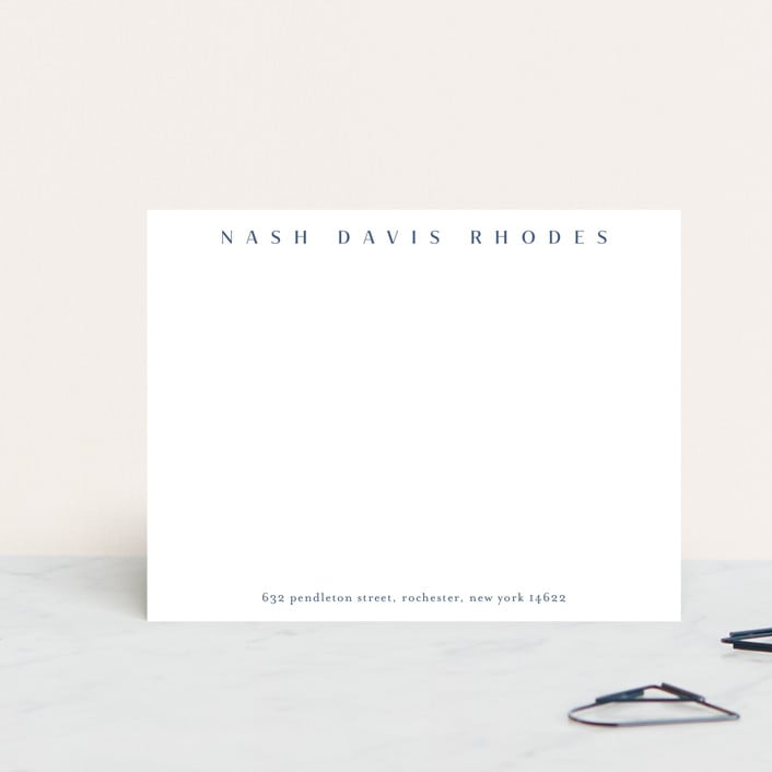 "Letterhead" - Personalized Stationery Cards in Cobalt by Stacey Meacham - Front