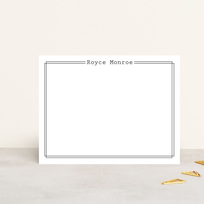 "Outlined" - Personalized Stationery Cards in Charcoal by Ashlee Townsend - Front