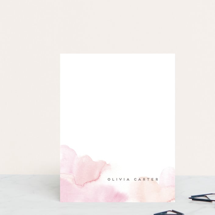 "Offshore" - Personalized Stationery Cards in Coral by Creo Study - Front