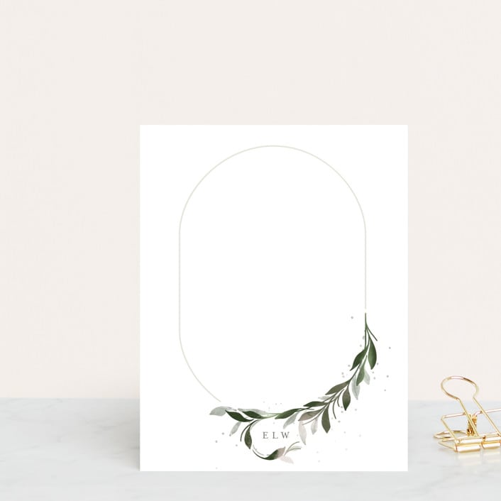 "Cameo" - Personalized Stationery Cards in Sage by Erin L. Wilson - Front