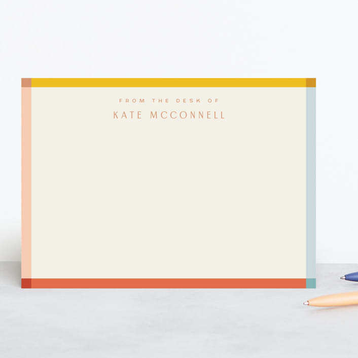 "Edge" - Personalized Stationery Cards in Coral by Ellen Schlegelmilch - Front