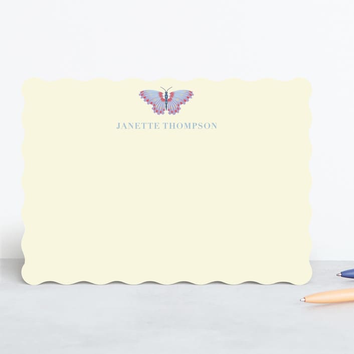 "Butterfly Notecard" - Personalized Stationery Cards in Periwinkle by IGGI - Front