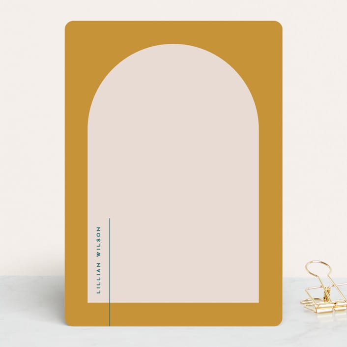 "Modern Arch" - Personalized Stationery Cards in Marigold by Owl and Toad - Front