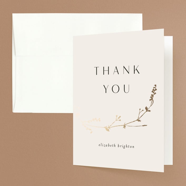 "Vine Wrap" - Bridal Shower Thank You Cards in Eggshell by Amy Kross - Front