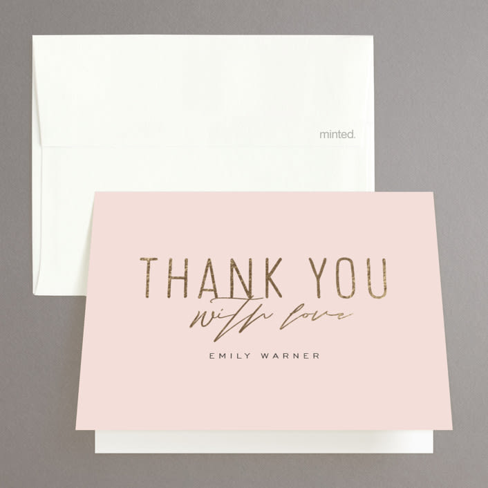 "Bubbly Brunch" - Bridal Shower Thank You Cards in Blush by Michelle Taylor - Front