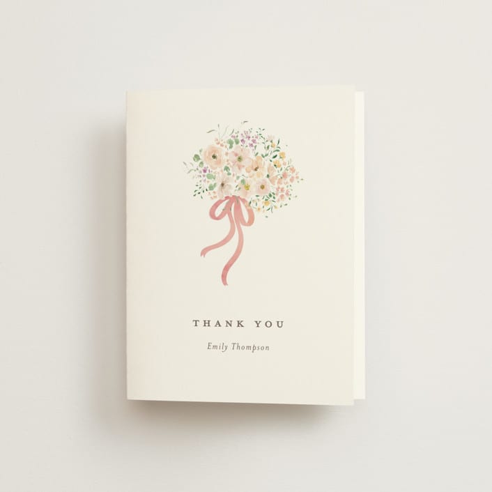 "Love is Blooming" - Bridal Shower Thank You Cards in Carnation by Itsy Belle Studio - Front