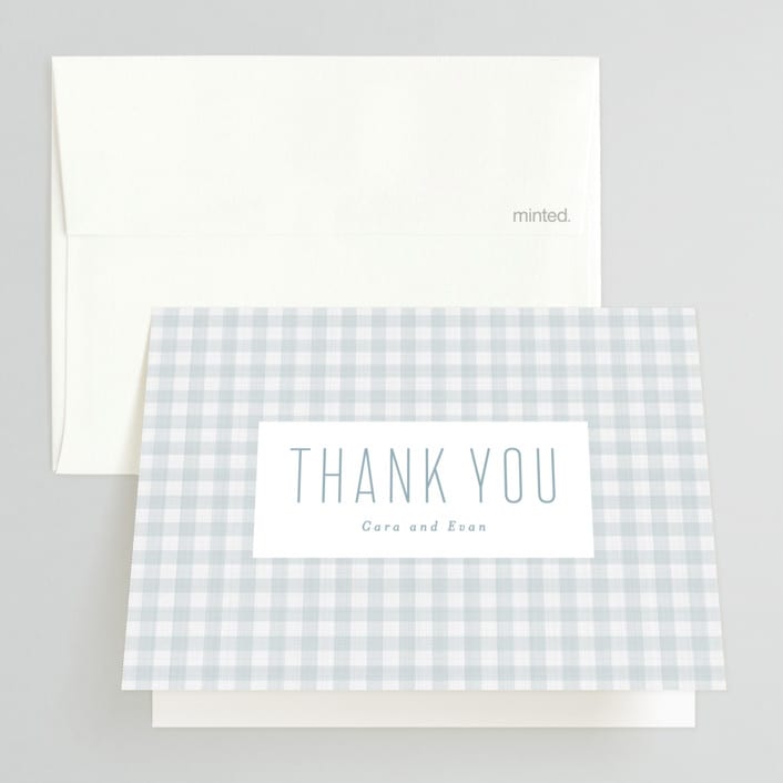 "Charming" - Bridal Shower Thank You Cards in Sky by Lea Delaveris - Front