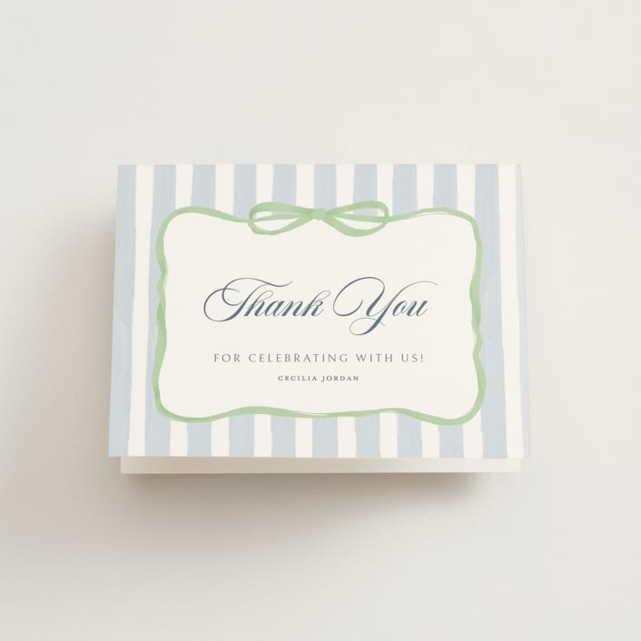 "Celina" - Bridal Shower Thank You Cards in Mint by Pati Cascino - Front