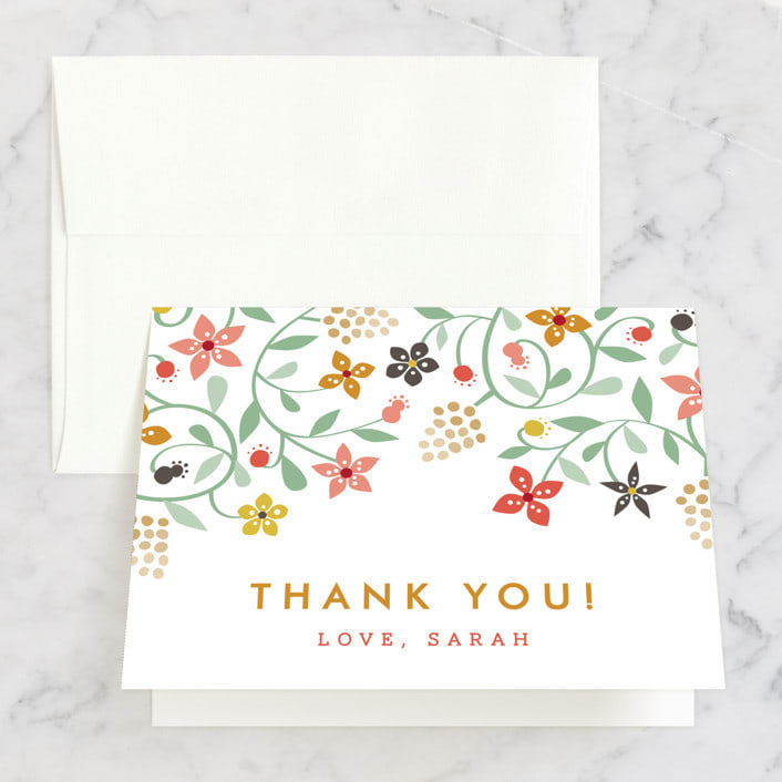 "Botanical Affair" - Bridal Shower Thank You Cards in pink by Yolanda Mariak Chendak - Front
