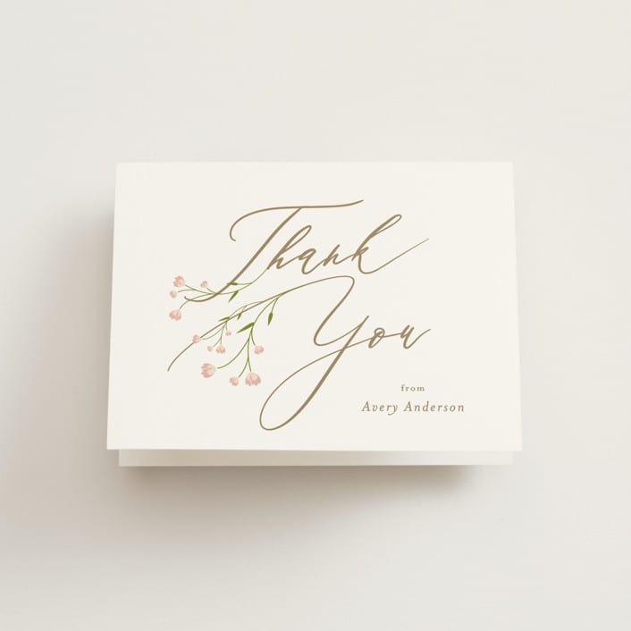 "Love is Blooming" - Bridal Shower Thank You Cards in Petal by Jennifer Postorino - Front