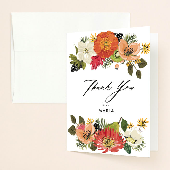 "Tropical Brunch" - Bridal Shower Thank You Cards in Coral by Susan Moyal - Front