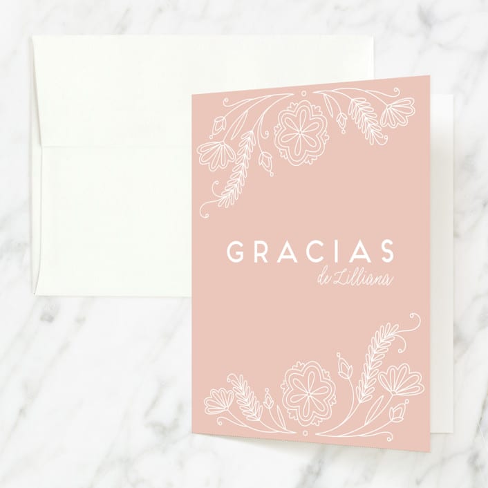 "Vintage Quinceanera" - Quinceañera Thank You Cards in Rose by Kristin Sosa - Front