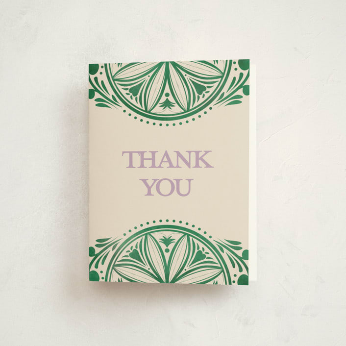 "Papel Picado" - Quinceañera Thank You Cards in Viridian by The Savage Label - Front