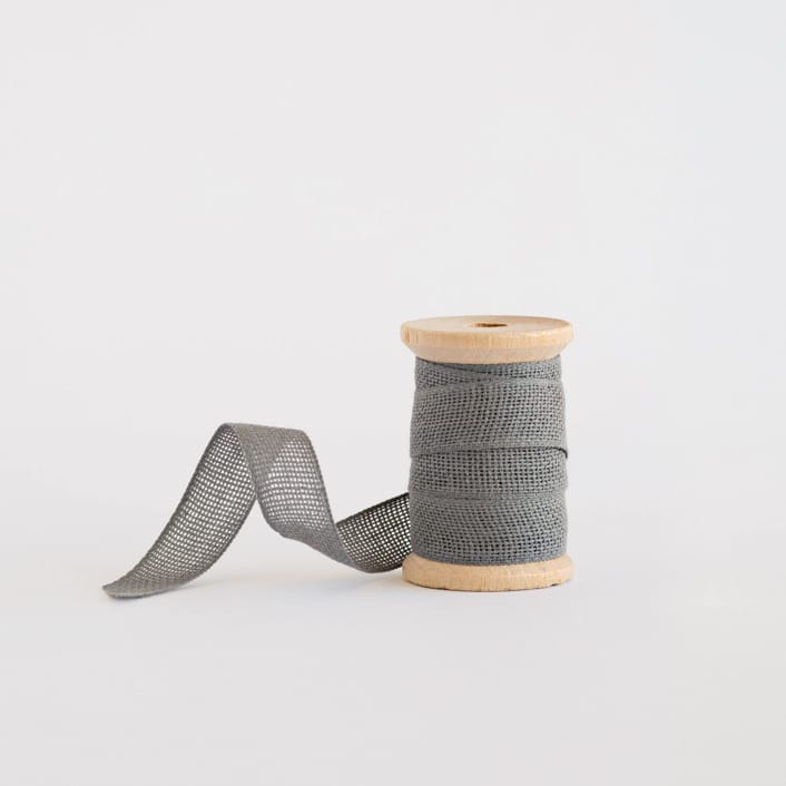 "Medium Grey Loose Weave Cotton" - Ribbon in medium grey by Minted - Ribbon