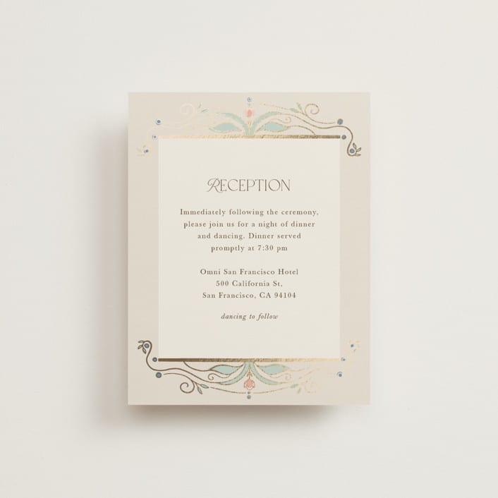 "Ornate Elegance" - Reception Cards in Ivory by Maria Hilas-Louie - Front