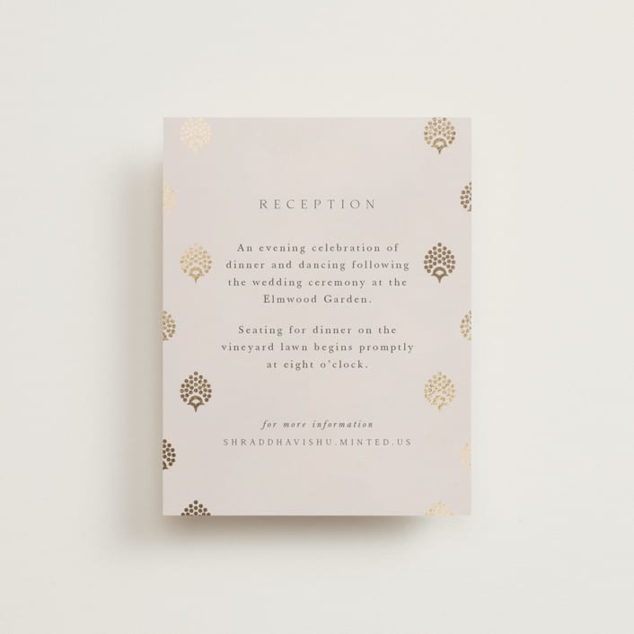 "Shraddha" - Reception Cards in Celestial by Deynaaz Daraei - Front