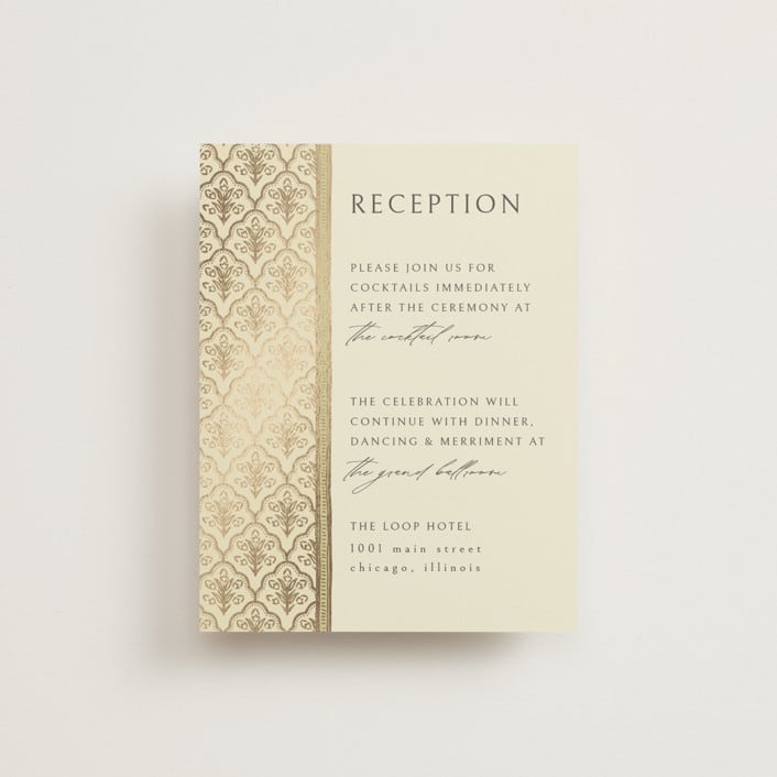 "Aatreya" - Reception Cards in Marigold by Pati Cascino - Front