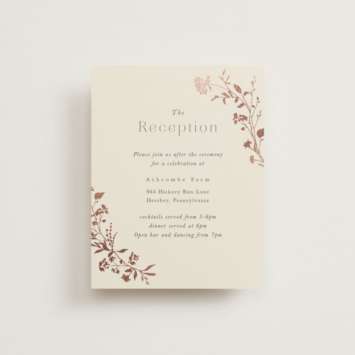 "Queen Anne's Lace" - Reception Cards in Creme Brulee by Jennifer Wick - Front